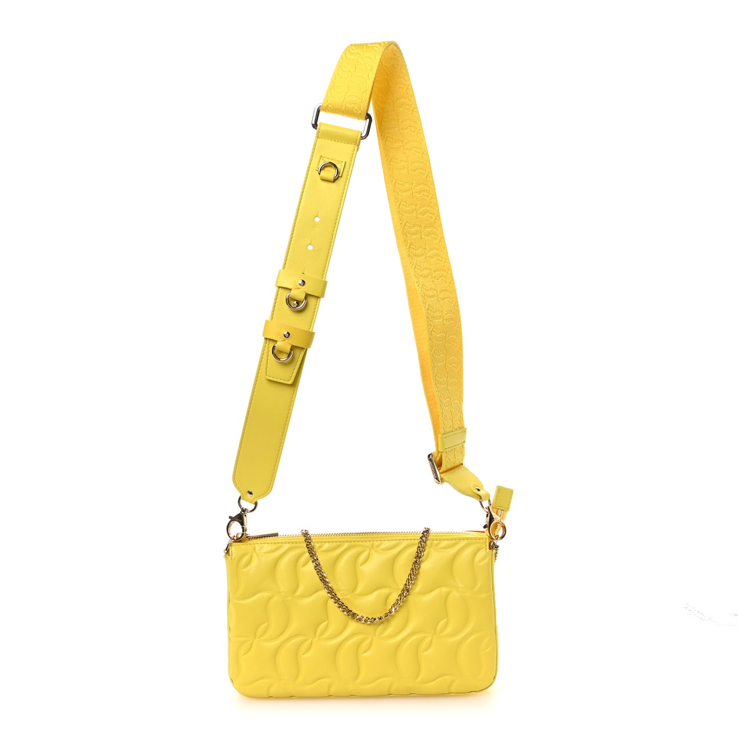 Nappa Embossed Loubila Pouch on Chain Yellow Queen