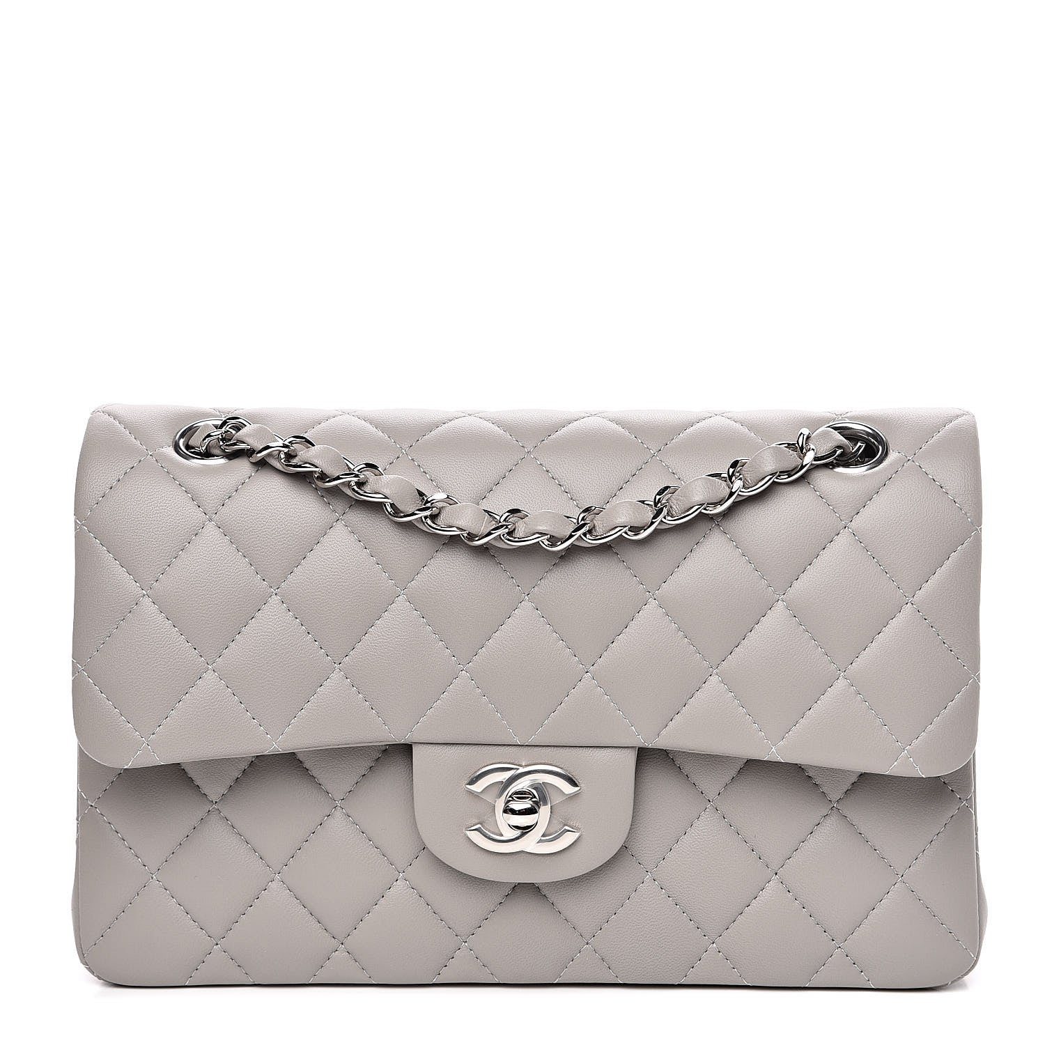 Chanel Lambskin Quilted Small Double Flap Grey 1 of 12