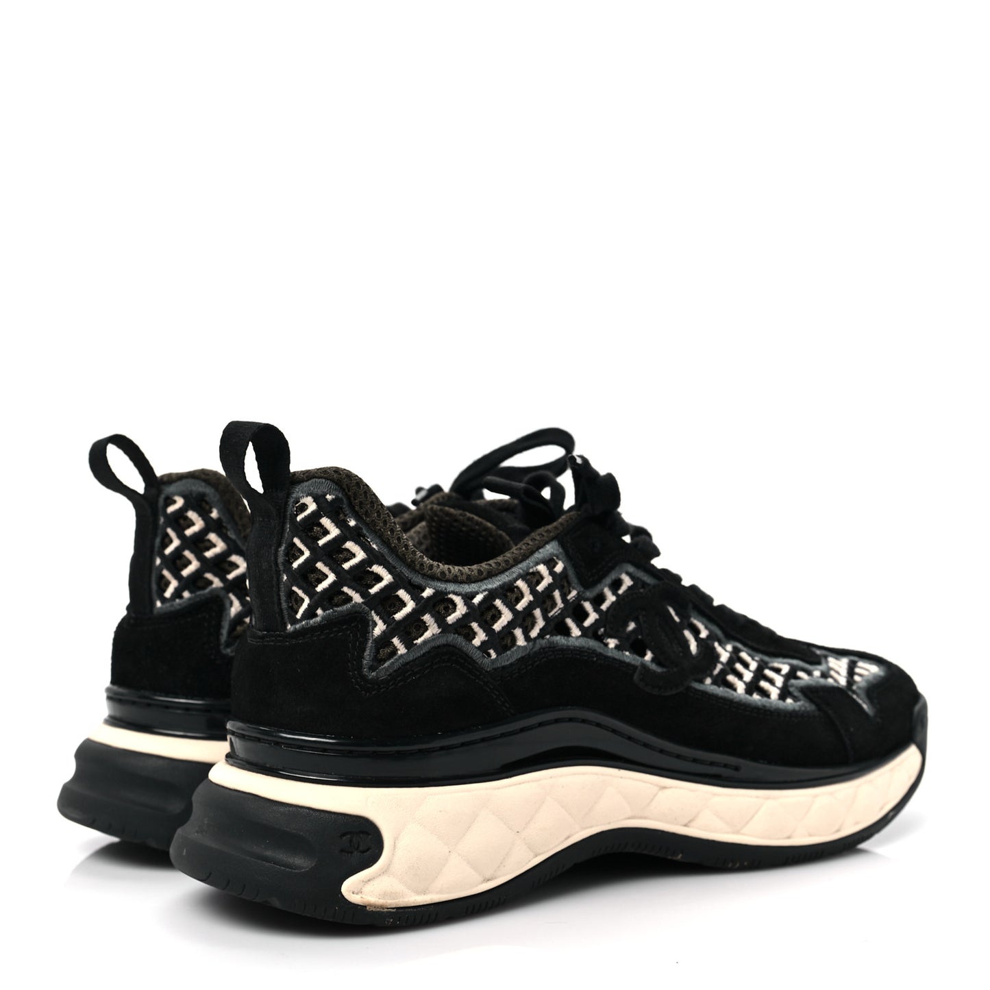 Suede Calfskin Embroidered CC Sneakers 39 Black