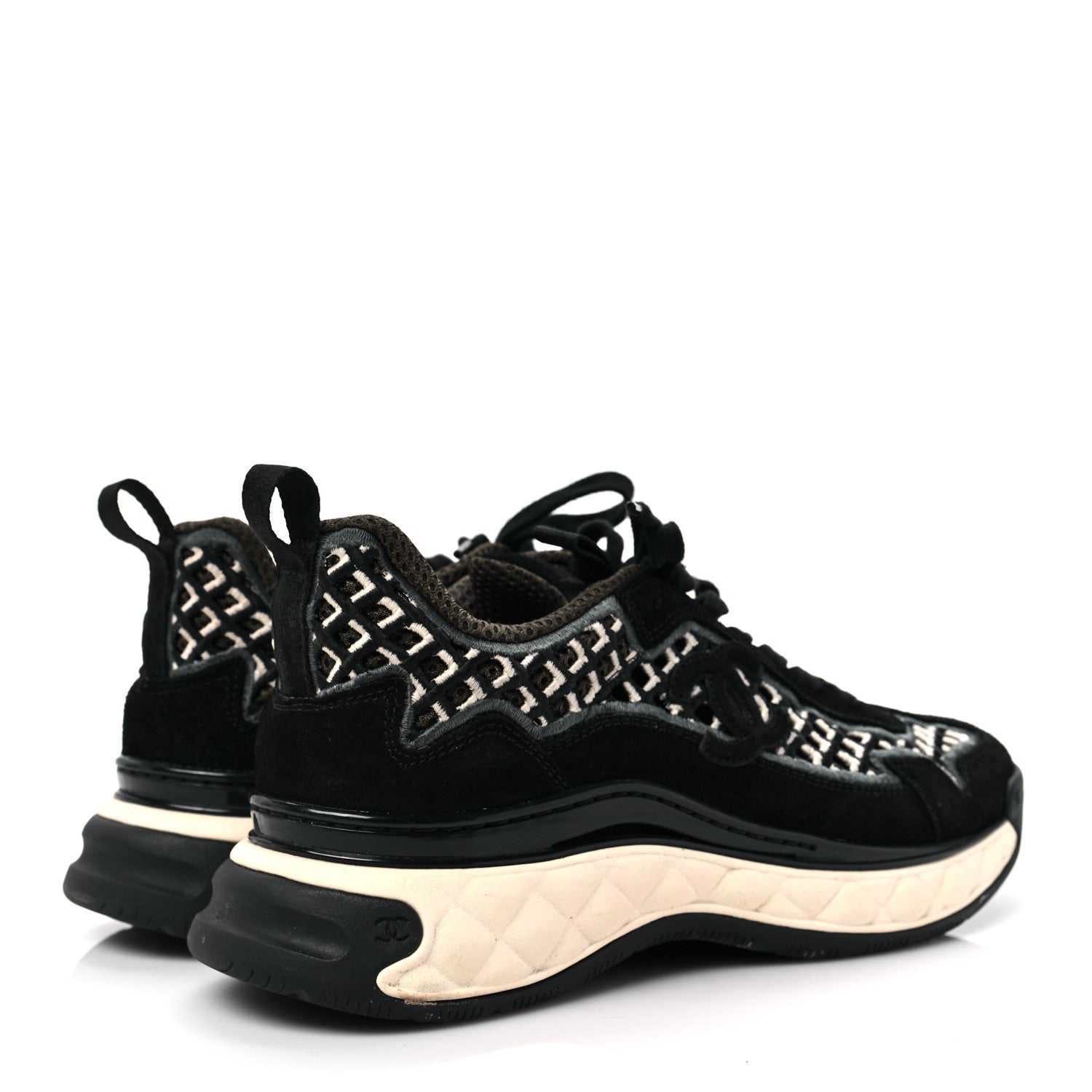 Chanel Suede Calfskin Embroidered CC Sneakers 39 Black 4 of 8