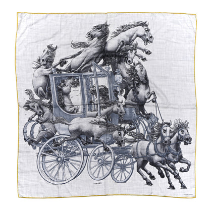 Hermes Cashmere Silk Grand Carrosse Royal Scarf 100 Gris Chine Gris Jaune 1 of 5