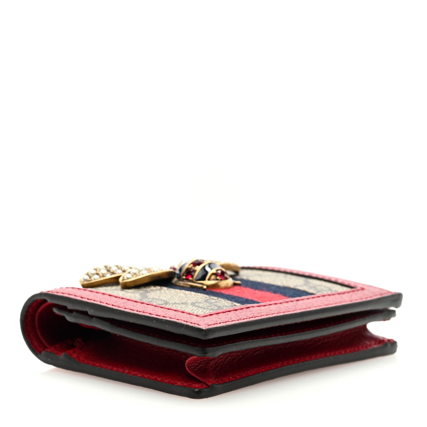 GG Supreme Monogram Queen Margaret Card Case Red