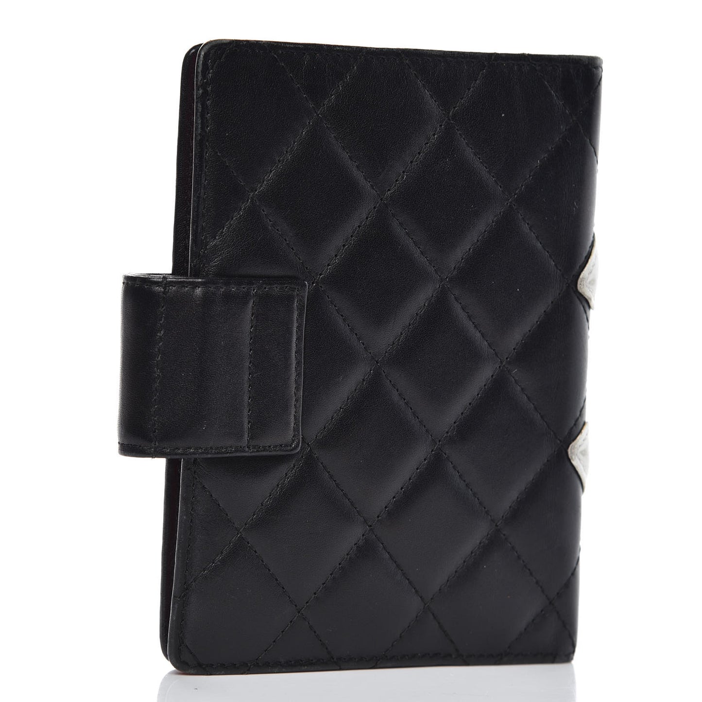 Calfskin Quilted Small Cambon Agenda Planner Black White