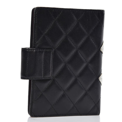 Chanel Calfskin Quilted Small Cambon Agenda Planner Black White 3 of 12