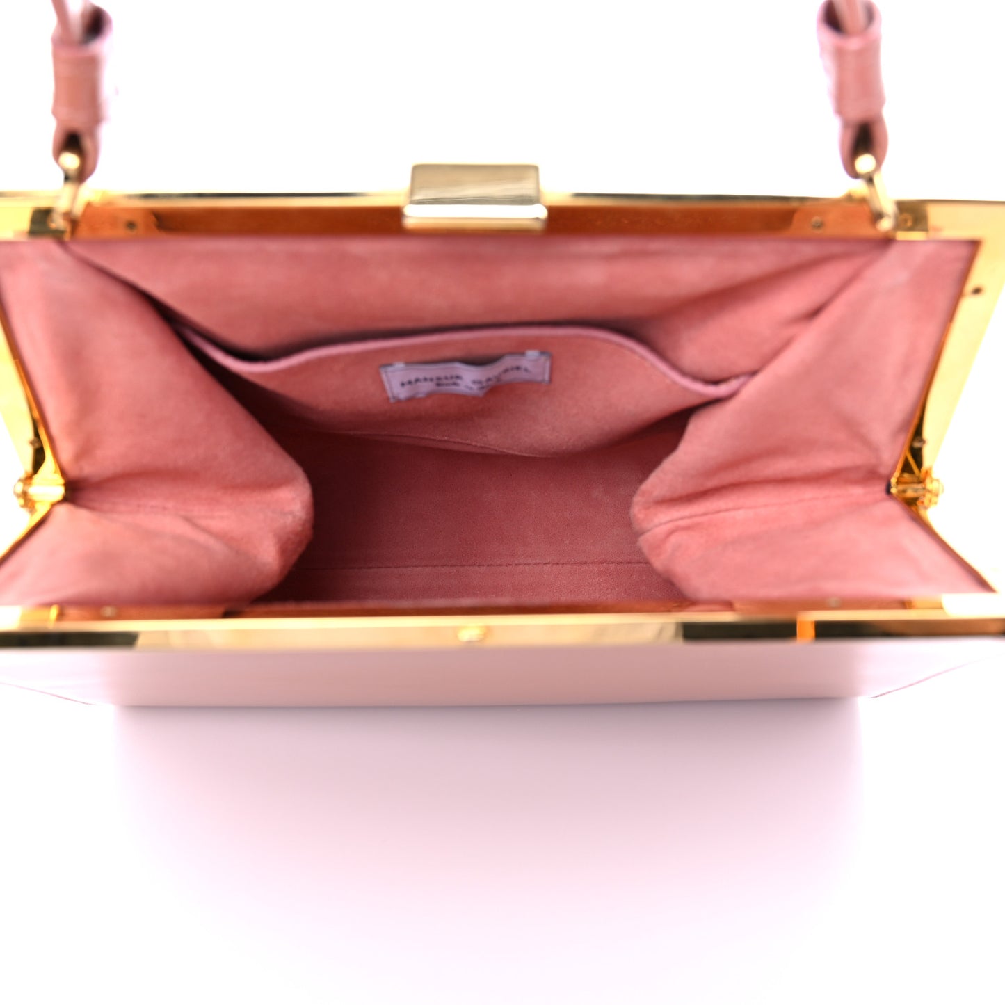 Patent Calfskin Elegant Top Handle Bag Blush