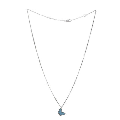 Van Cleef & Arpels 18K White Gold Turquoise Sweet Alhambra Butterfly Pendant Necklace 3 of 7