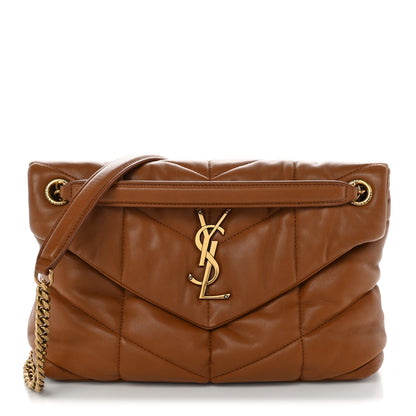Saint Laurent Lambskin Quilted Small Loulou Puffer Monogram Chain Satchel Dark Honey 1 of 11