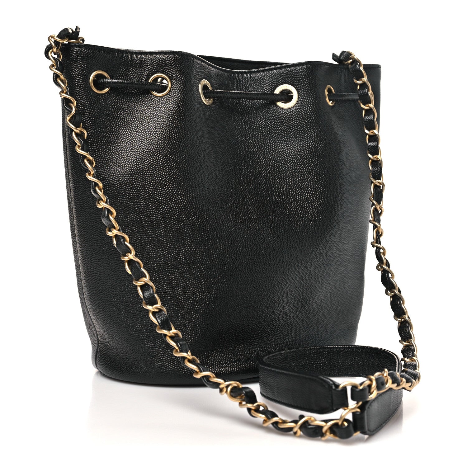 Chanel Caviar Deauville Drawstring Bucket Bag Black 4 of 11