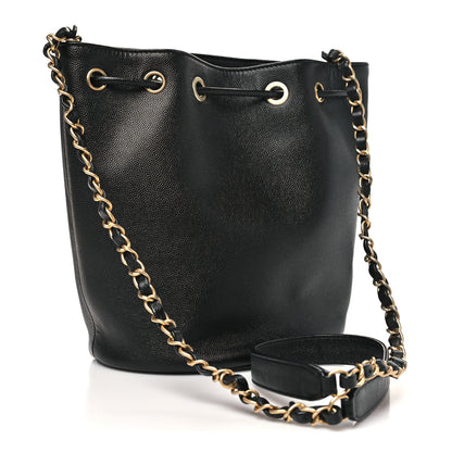 Chanel Caviar Deauville Drawstring Bucket Bag Black 4 of 11