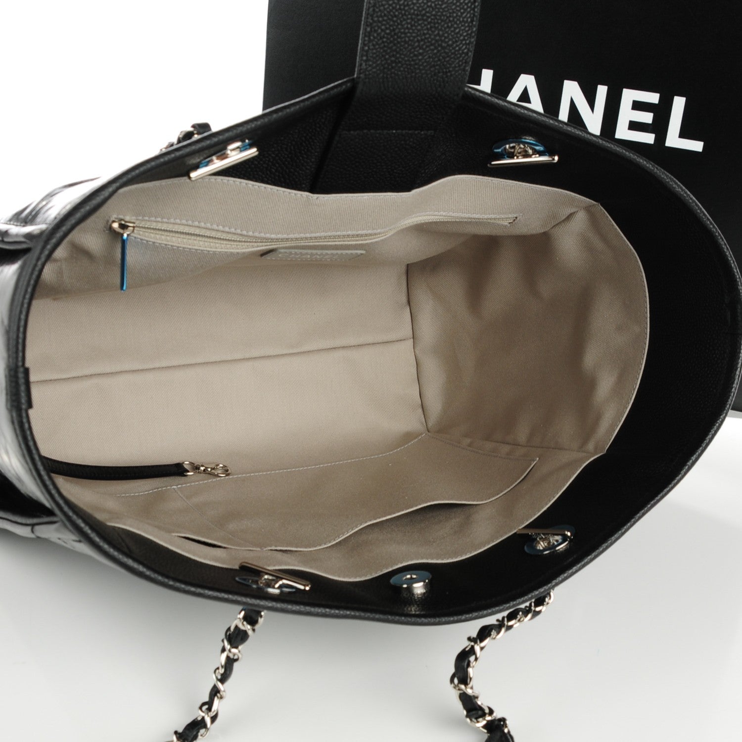 Chanel Calfskin Small Deauville Tote Black 5 of 7