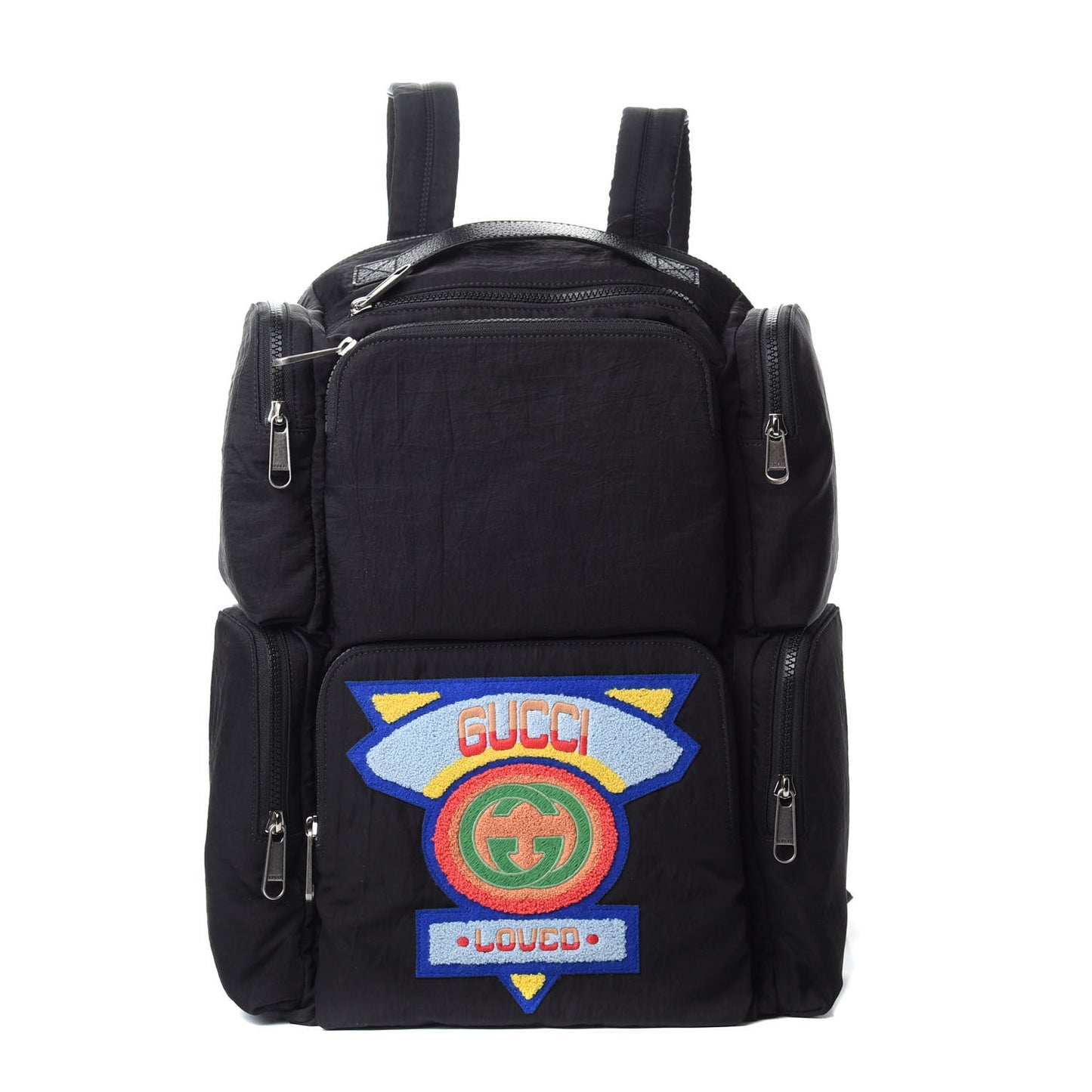 Nylon Twill 80s Logo Patch Backpack Black