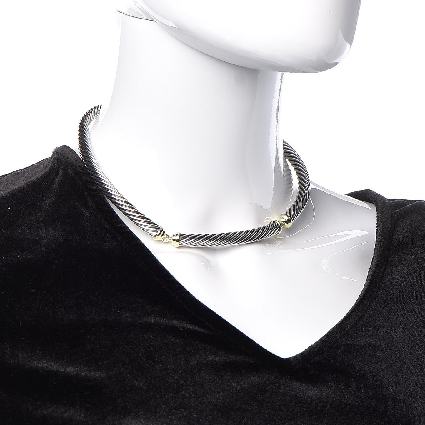 Sterling Silver 14K Gold Cable Choker 7mm Necklace