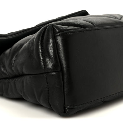 Saint Laurent Lambskin Quilted Monogram Monochrome Small Loulou Puffer Chain Satchel Black 10 of 11