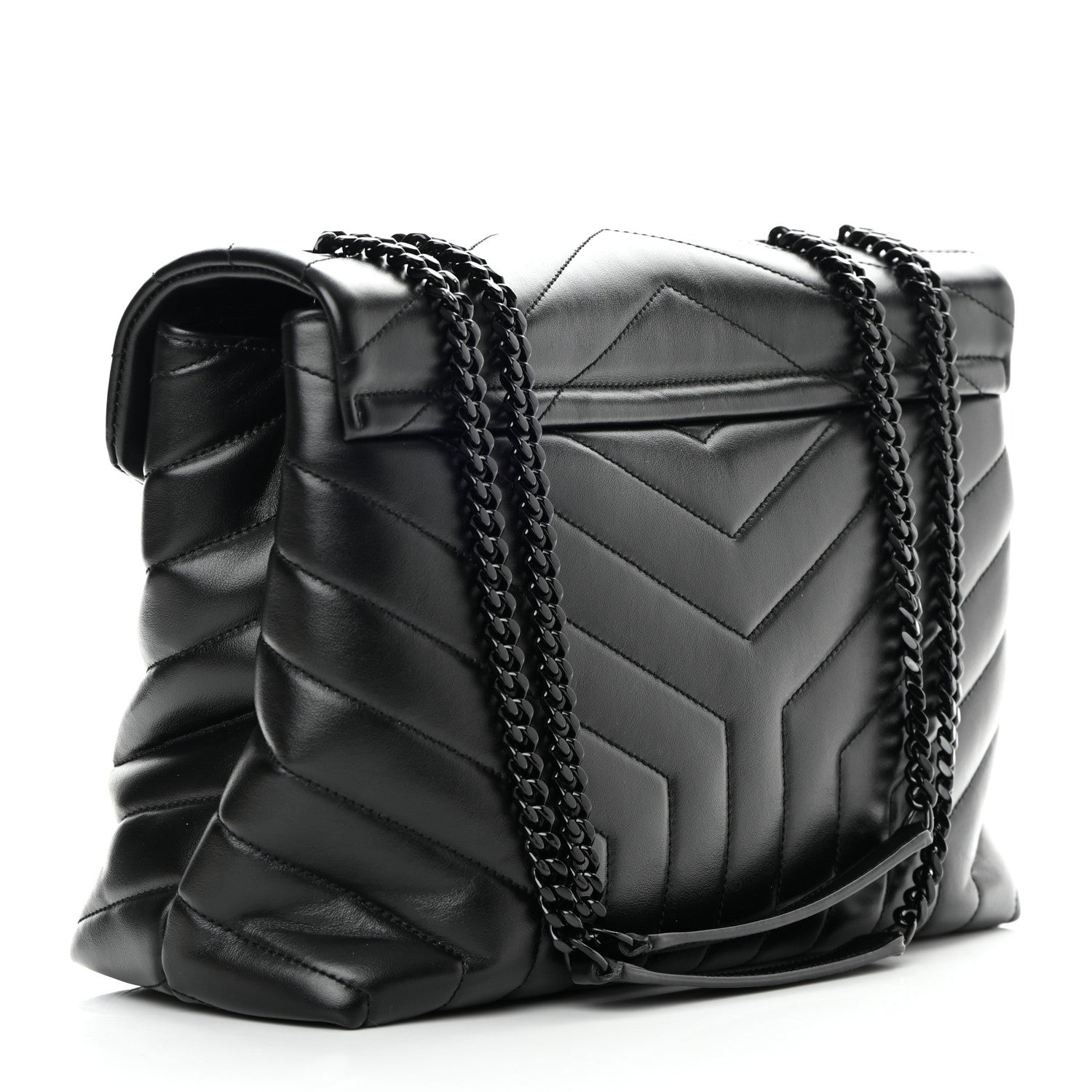 Saint Laurent Calfskin Y Quilted Monogram Monochrome Medium Loulou Chain Satchel Black 3 of 13