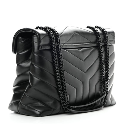 Saint Laurent Calfskin Y Quilted Monogram Monochrome Medium Loulou Chain Satchel Black 3 of 13