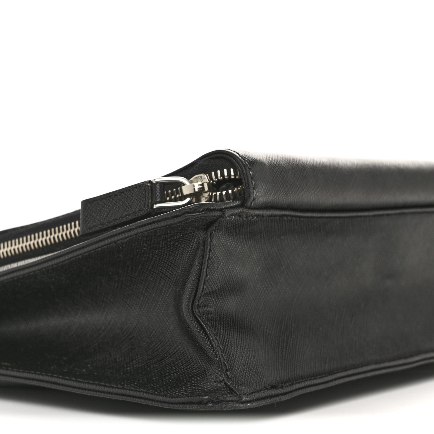 Prada Saffiano Cuir Front Zip Pocket Briefcase Black 10 of 14