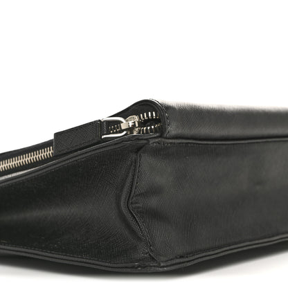 Prada Saffiano Cuir Front Zip Pocket Briefcase Black 10 of 14
