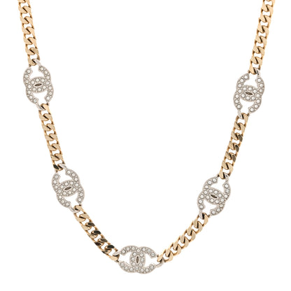 Chanel Crystal Chain CC Link Choker Gold Silver 1 of 5