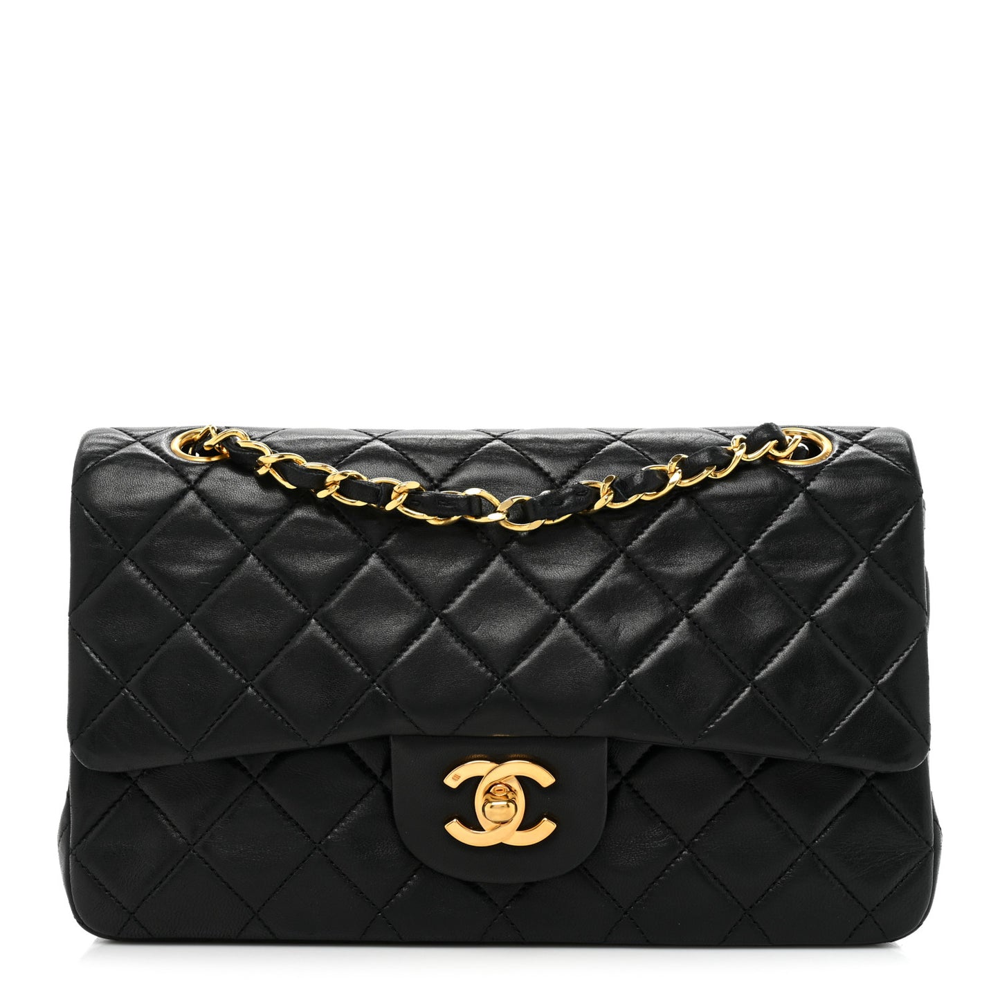 Lambskin Quilted Small Double Flap Black
