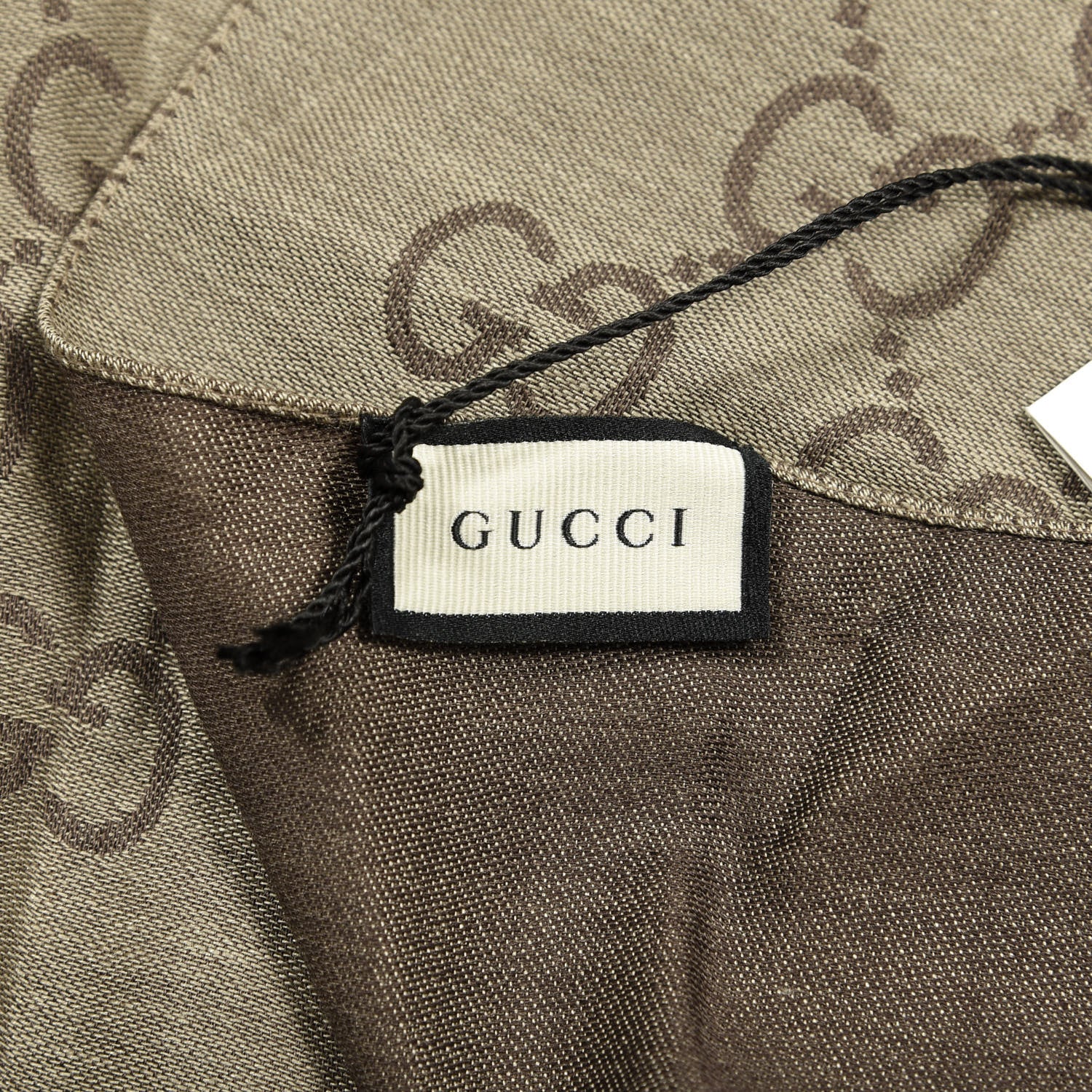 Gucci Wool Silk GG Monogram GGNat Scarf Rope Dark Brown 3 of 4