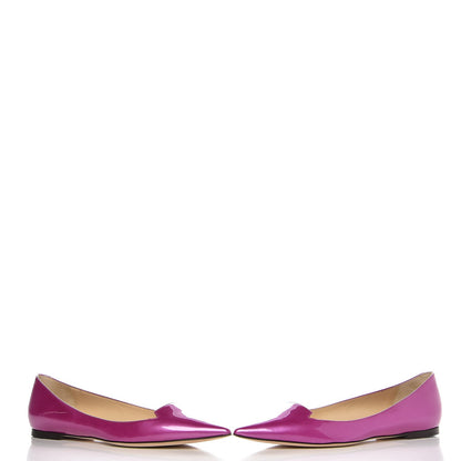 Jimmy Choo Metallic Patent Attila Pointed Flats 40 Jazzberry 6 of 9