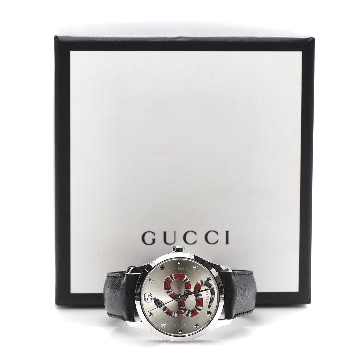 Gucci Stainless Steel Calfskin 38mm G-Timeless Snake Quartz Watch 8 of 8