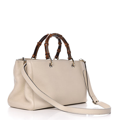 Gucci Pebbled Calfskin Medium Bamboo Shopper Tote Off White 4 of 11