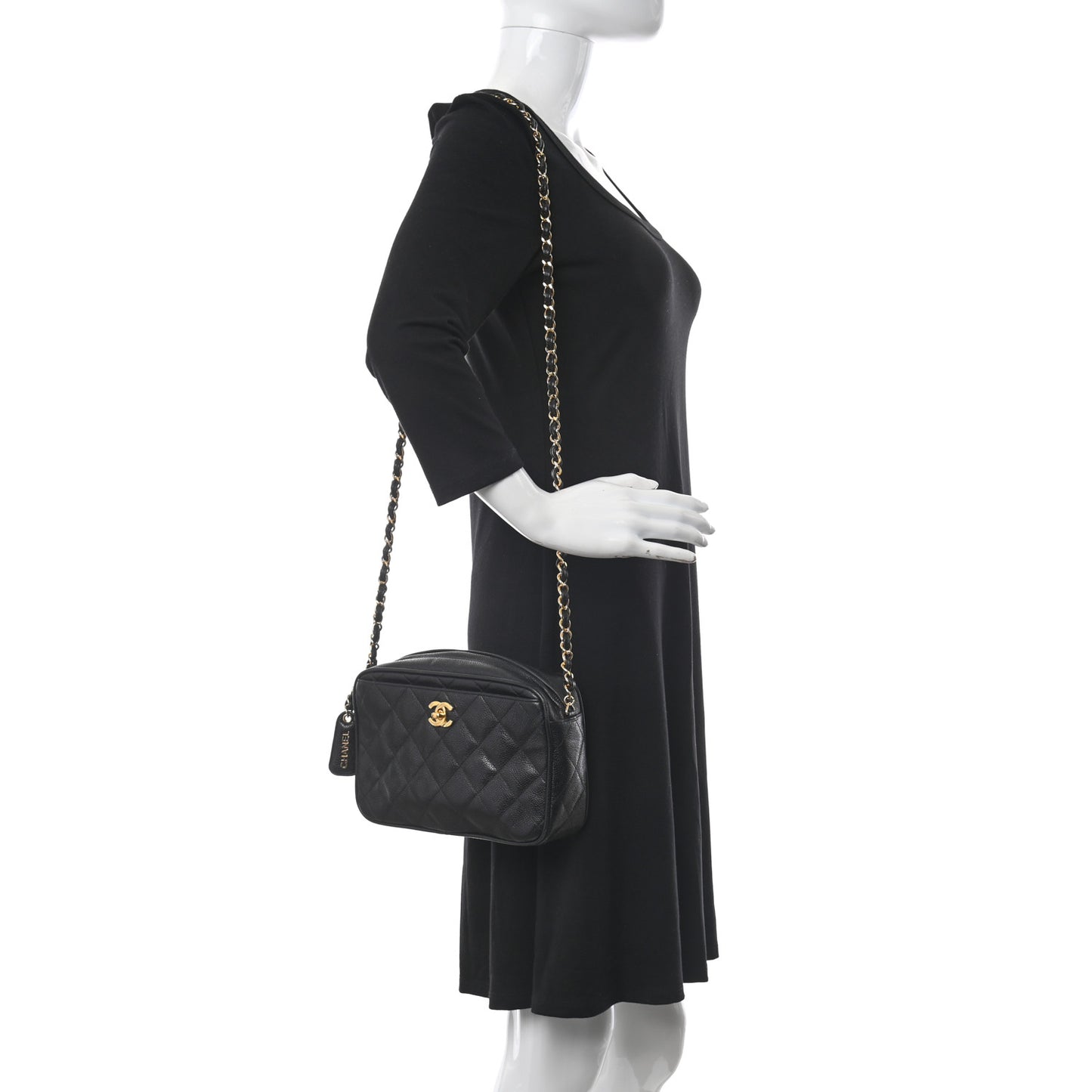 Caviar Quilted Camera Case Black