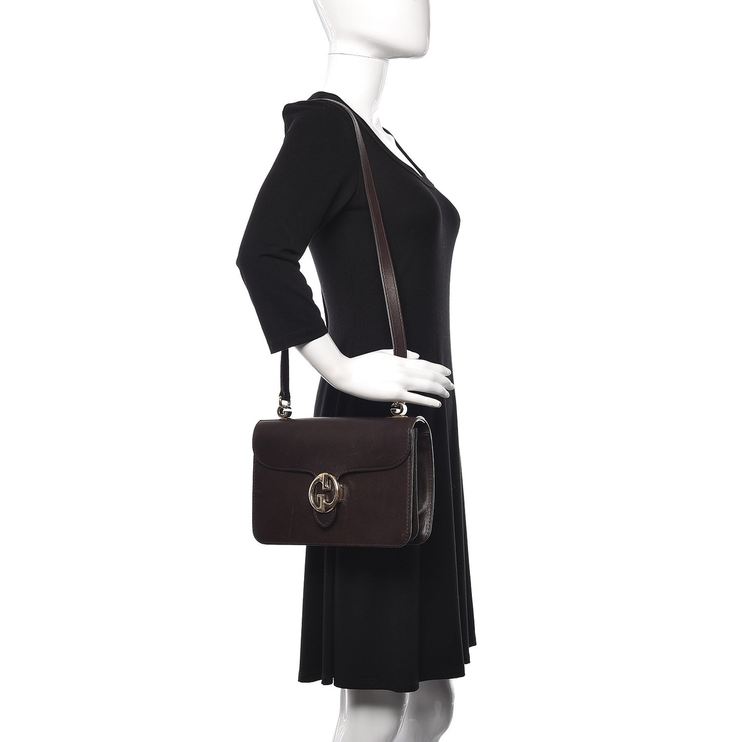Calfskin Medium 1973 Shoulder Flap Bag Dark Brown