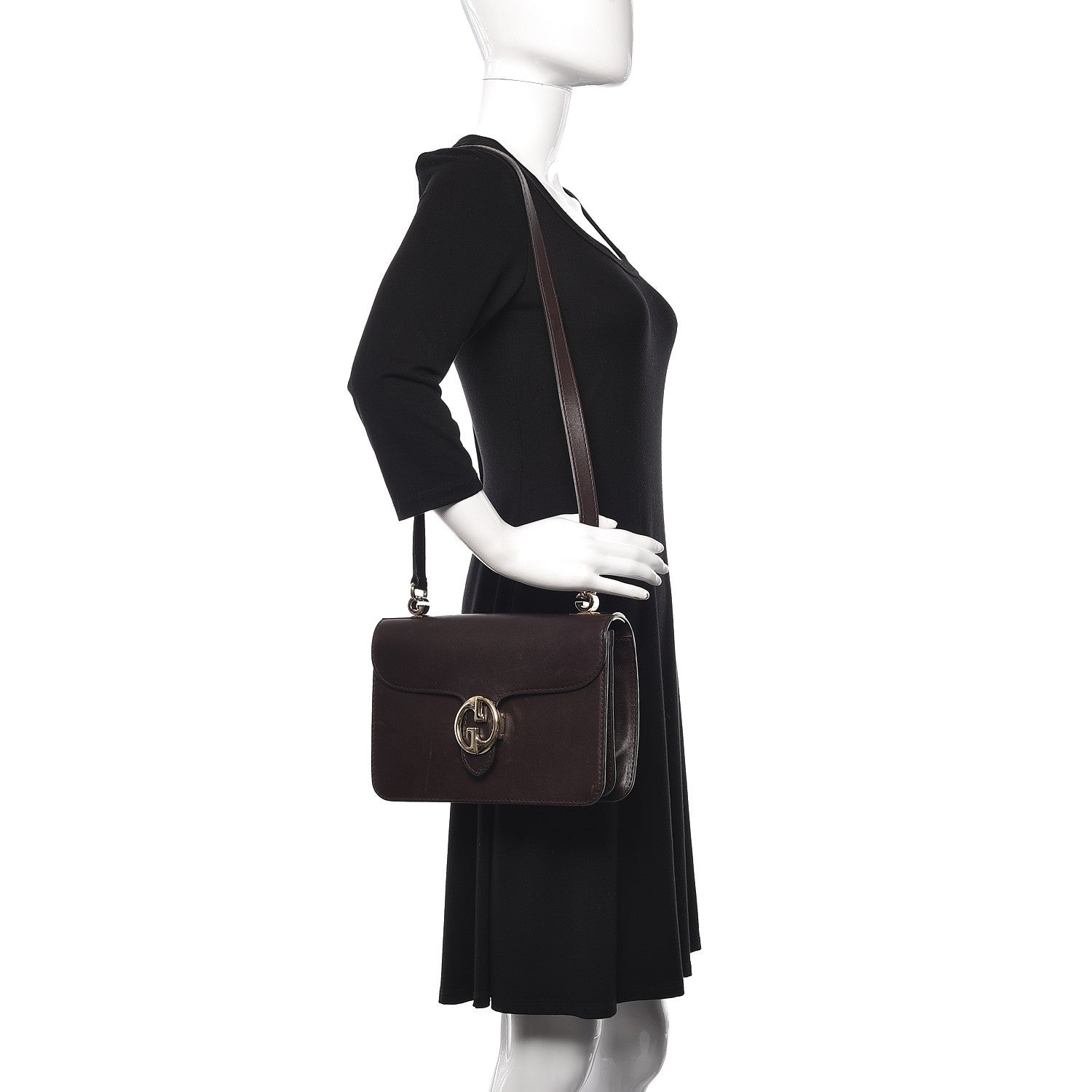 Gucci Calfskin Medium 1973 Shoulder Flap Bag Dark Brown 2 of 23