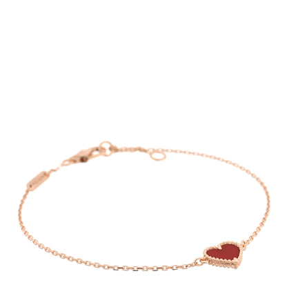 Van Cleef & Arpels 18K Rose Gold Carnelian Sweet Alhambra Heart Bracelet 1 of 4