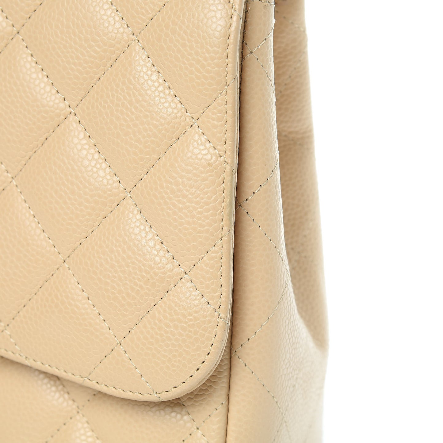 Caviar Quilted Jumbo Single Flap Beige Clair
