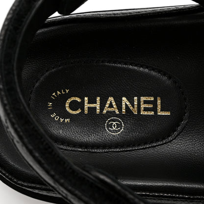 Chanel Grained Calfskin Velcro Dad Sandals 38 Black 6 of 9