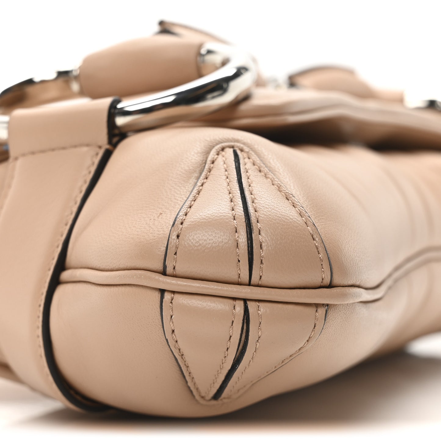 Nappa Vertical Matelasse Medium Maxi Horsebit Chain Shoulder Bag Rose Beige