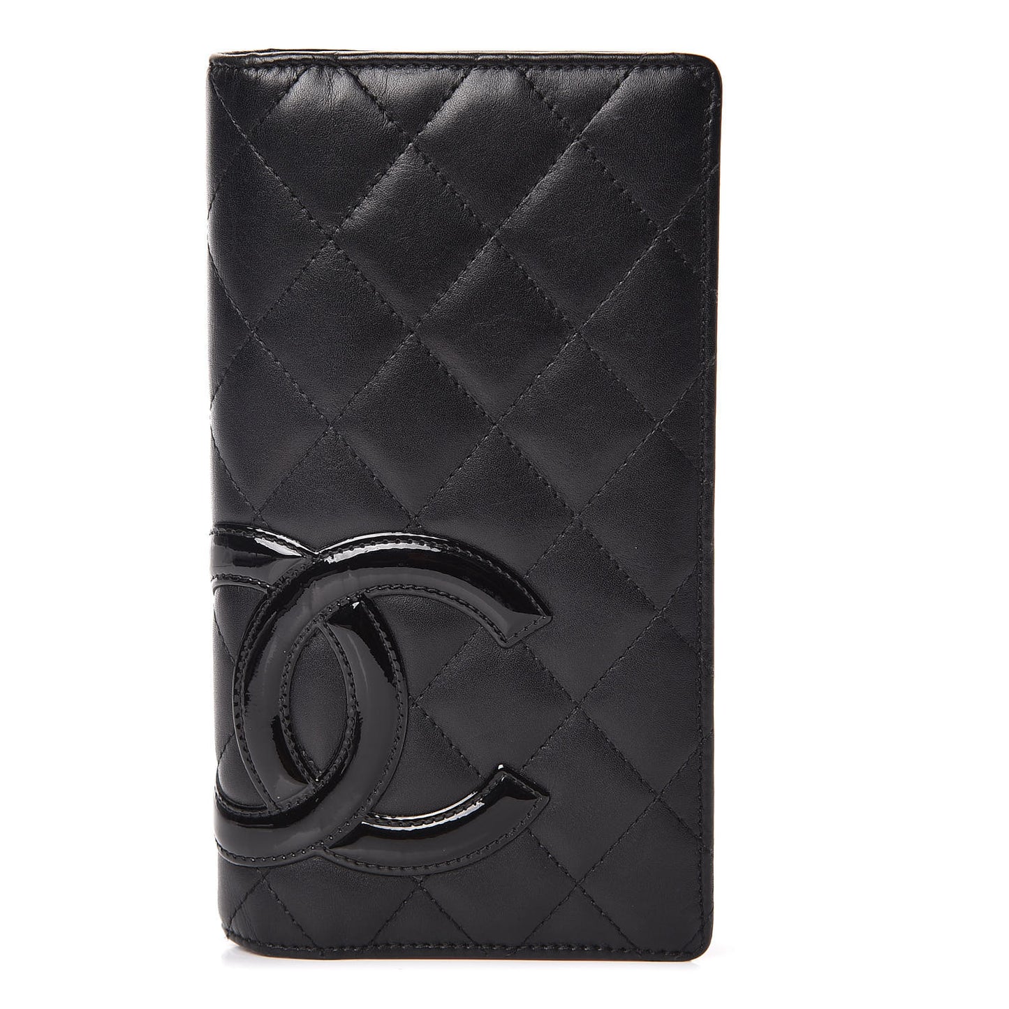Calfskin Quilted Cambon Yen Wallet Black