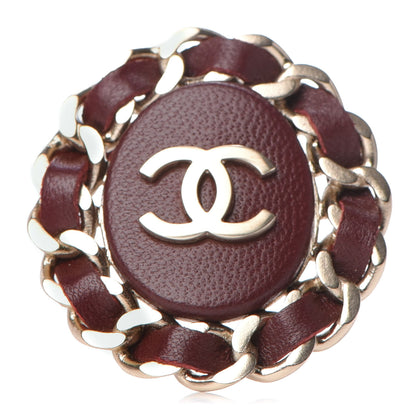 Chanel Lambskin CC Brooch Red Gold 1 of 5
