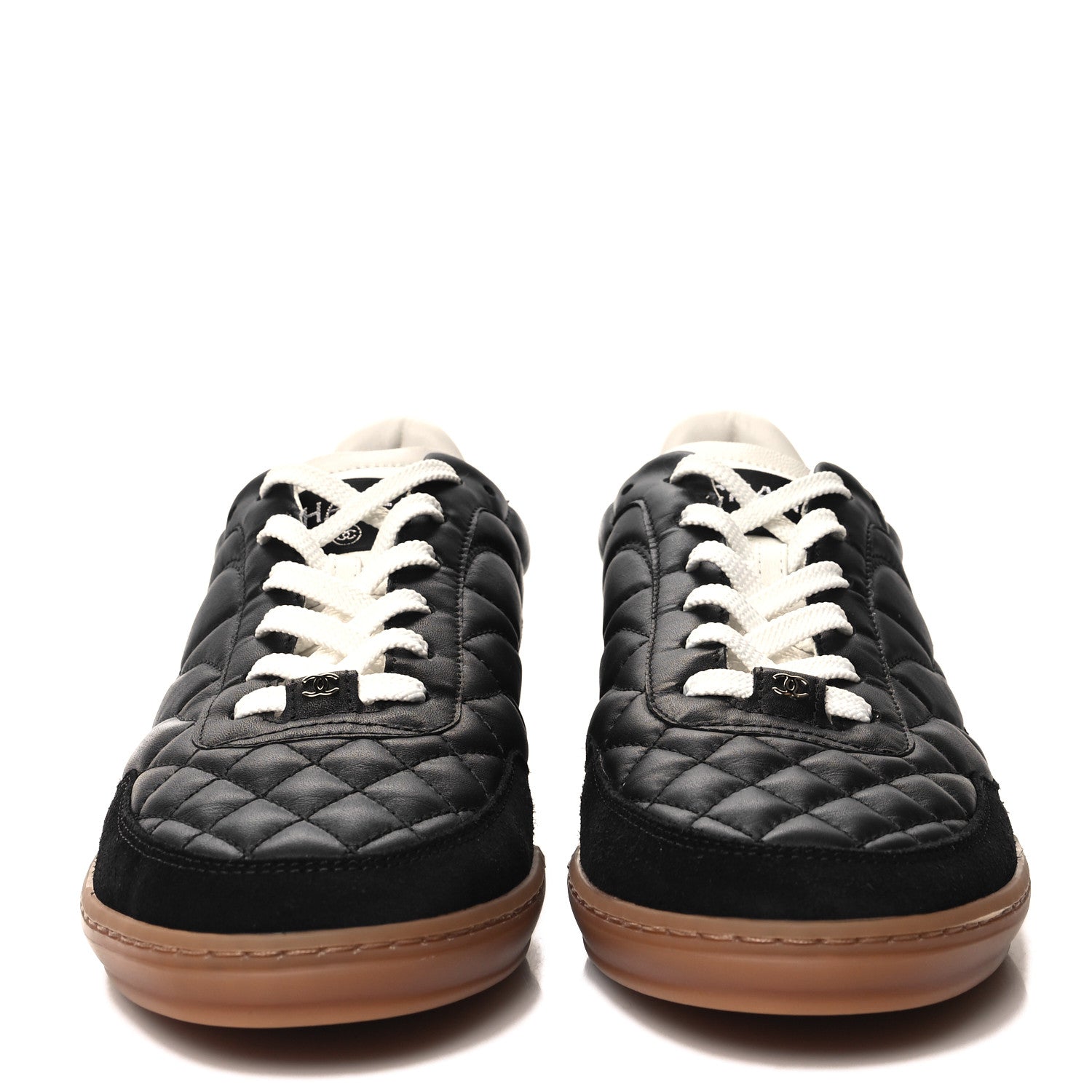 Chanel Suede Calfskin Quilted Sneakers 38.5 Black 1476244