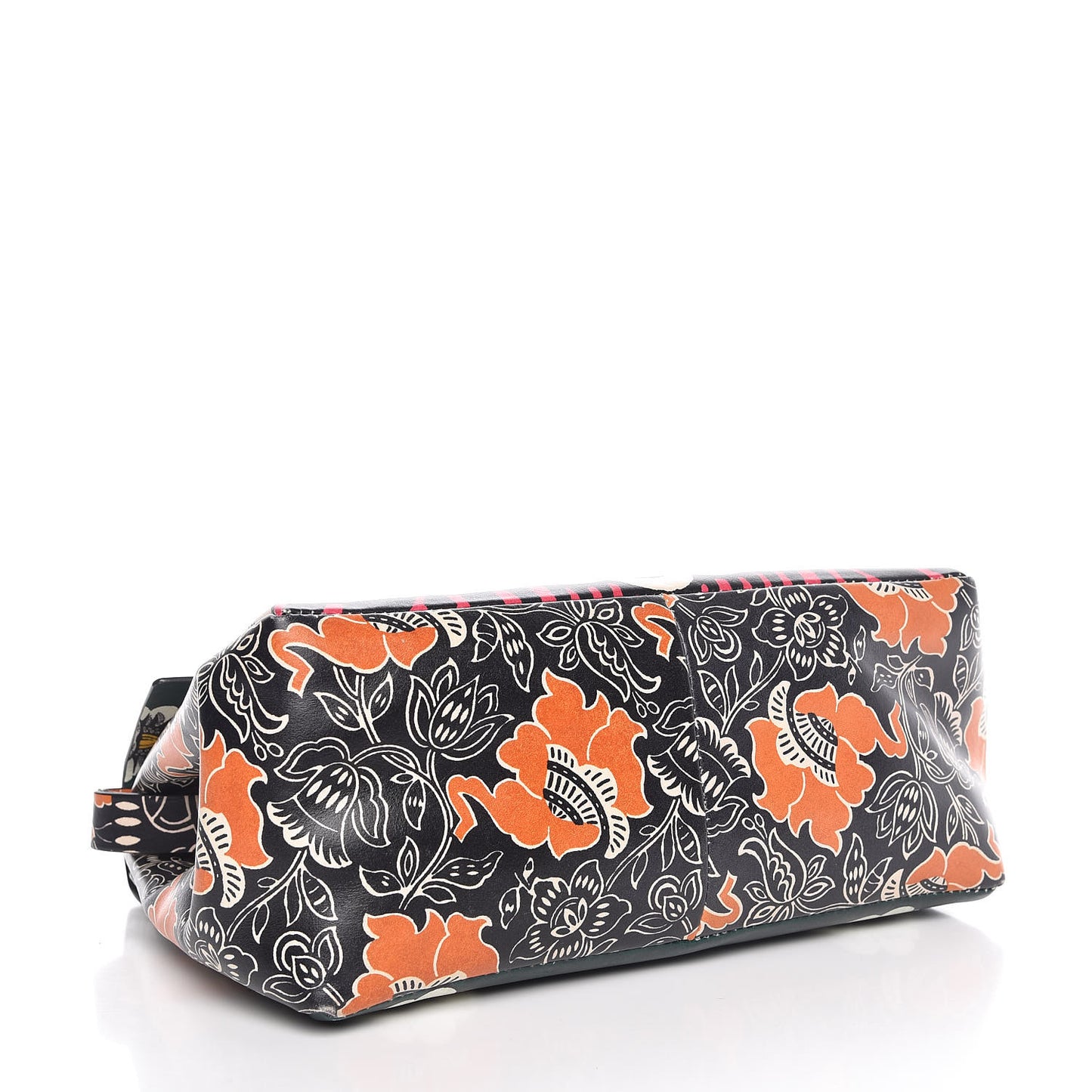 Calfskin Floral Print Mime Single Handle Bag Green
