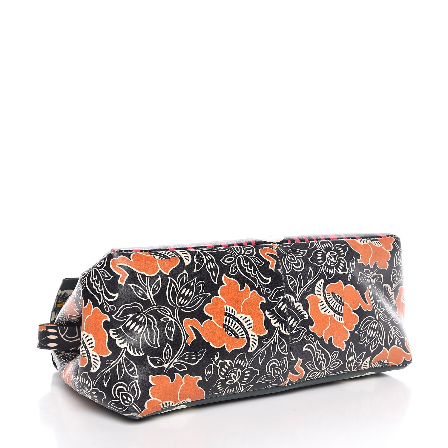 Valentino Garavani Calfskin Floral Print Mime Single Handle Bag Green 4 of 12