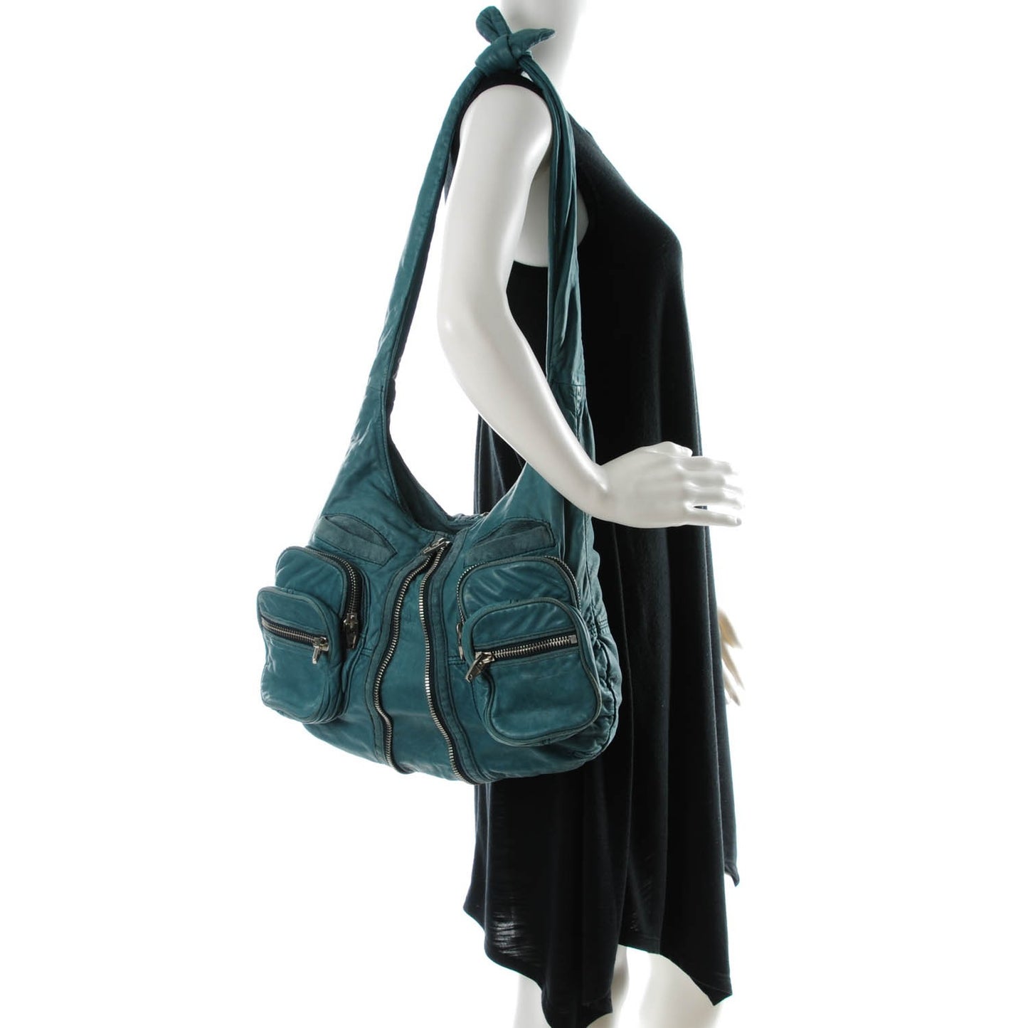Washed Lambskin Donna Hobo Emerald