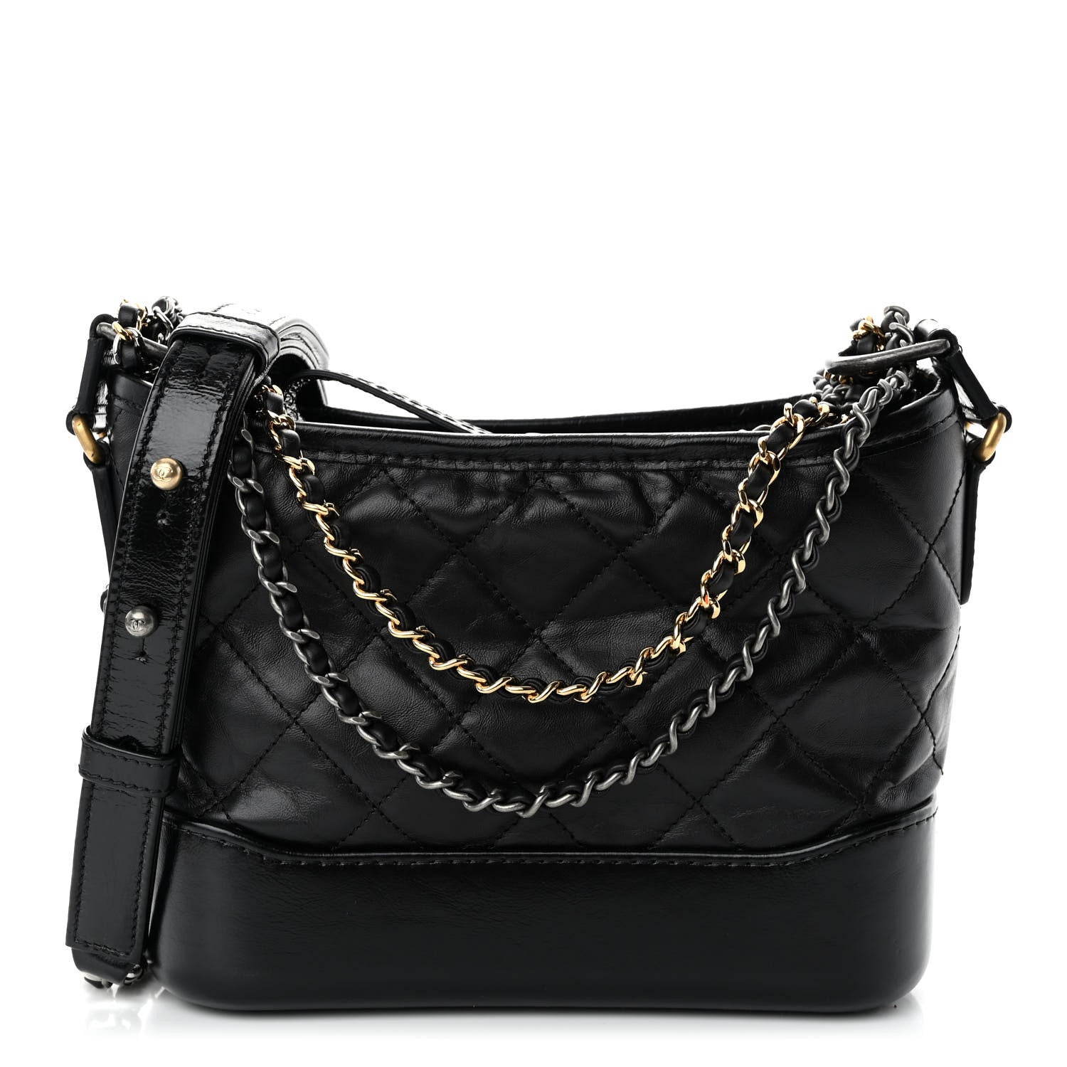 Chanel Aged Calfskin Quilted Small Gabrielle Hobo Black 1 of 9