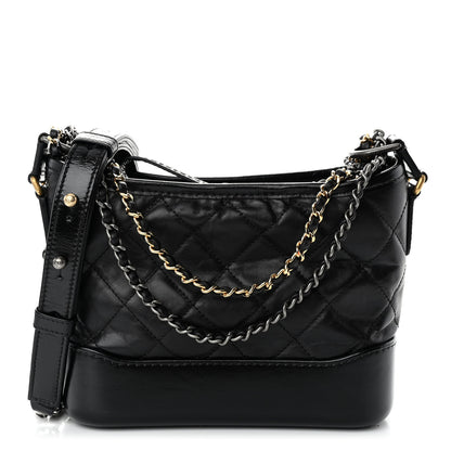 Chanel Aged Calfskin Quilted Small Gabrielle Hobo Black 1 of 9