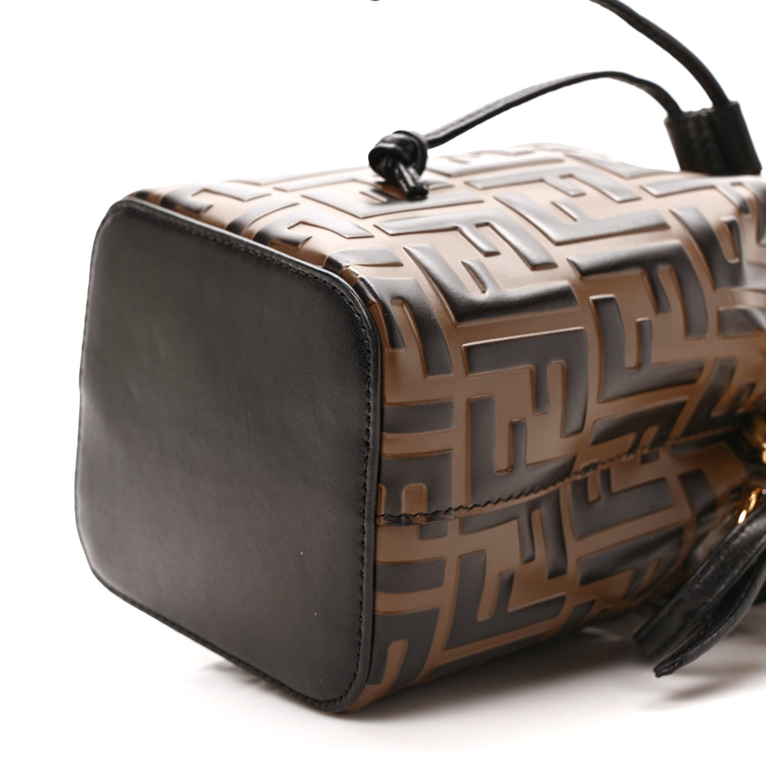 Fendi Vitello Liberty F is Fendi Bi-Color FF 1974 Embossed Mini Mon Tresor Bucket Bag Maya Black 9 of 9