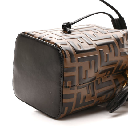Fendi Vitello Liberty F is Fendi Bi-Color FF 1974 Embossed Mini Mon Tresor Bucket Bag Maya Black 9 of 9