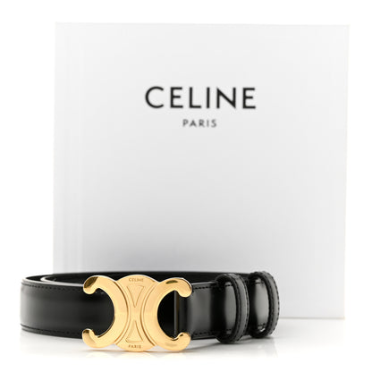 Celine Box Calfskin Medium 25mm Triomphe Belt 80 32 Black 7 of 7