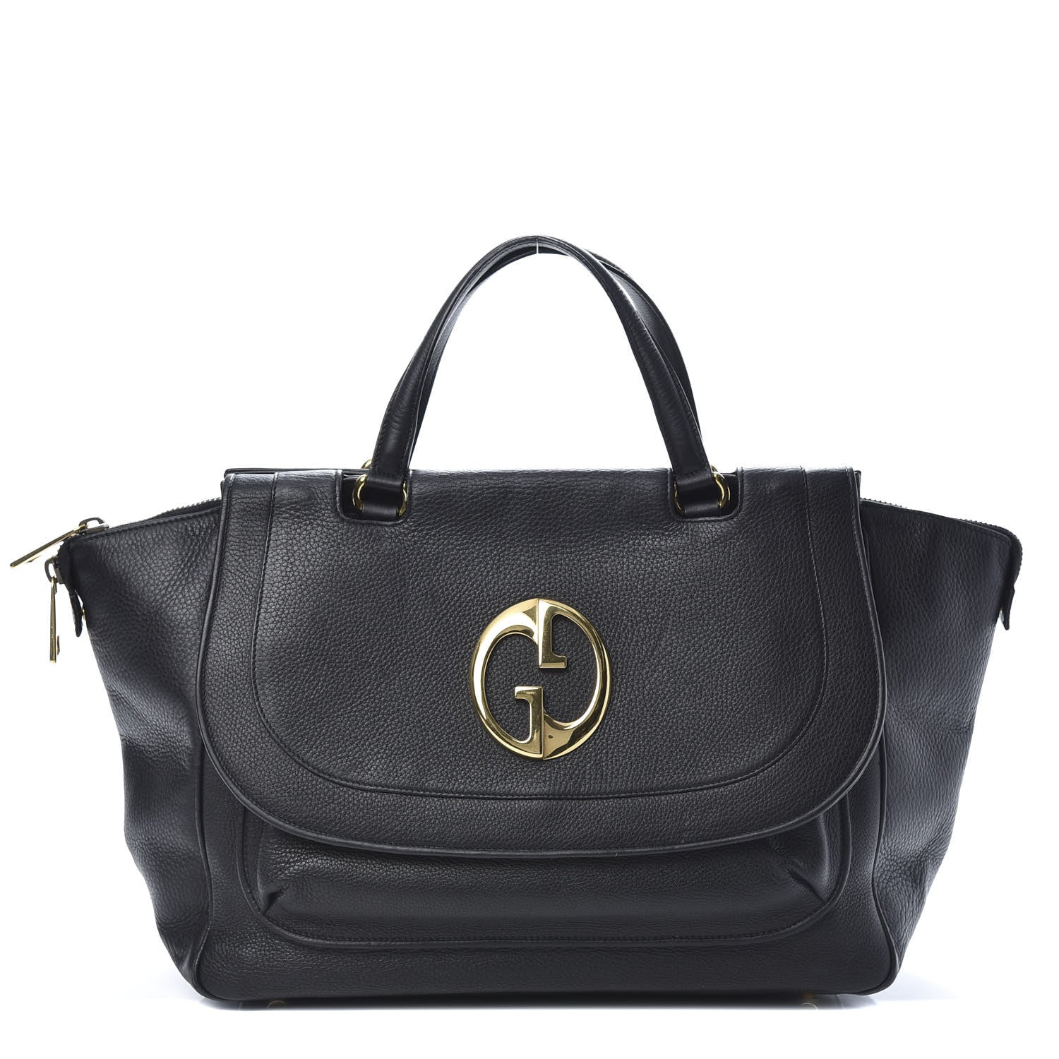 Gucci Pebbled Calfskin Medium 1973 Top Handle Satchel Black 1 of 12