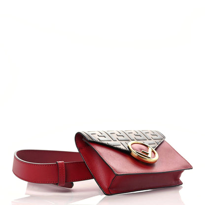 Fendi Vitello Cruise F is Fendi Bi-Color FF 1974 Embossed Envelope Belt Bag Maya Black Fragola 4 of 15