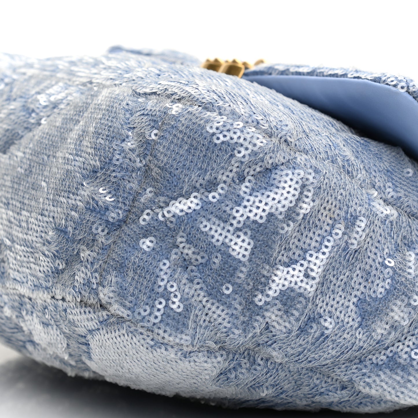 Sequin Quilted Medium Chanel 19 Flap Light Blue