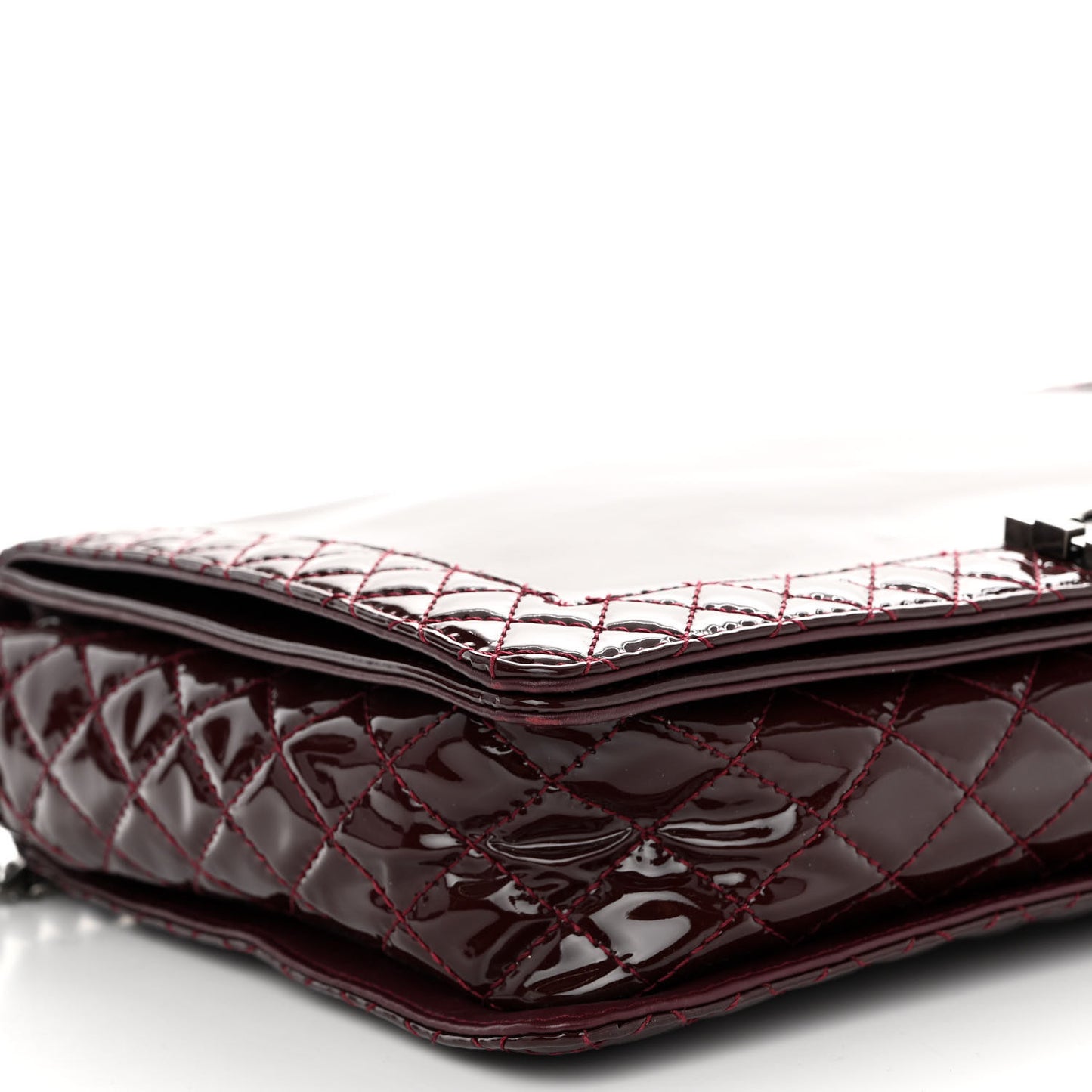 Patent Large Boy Reverso Flap Burgundy
