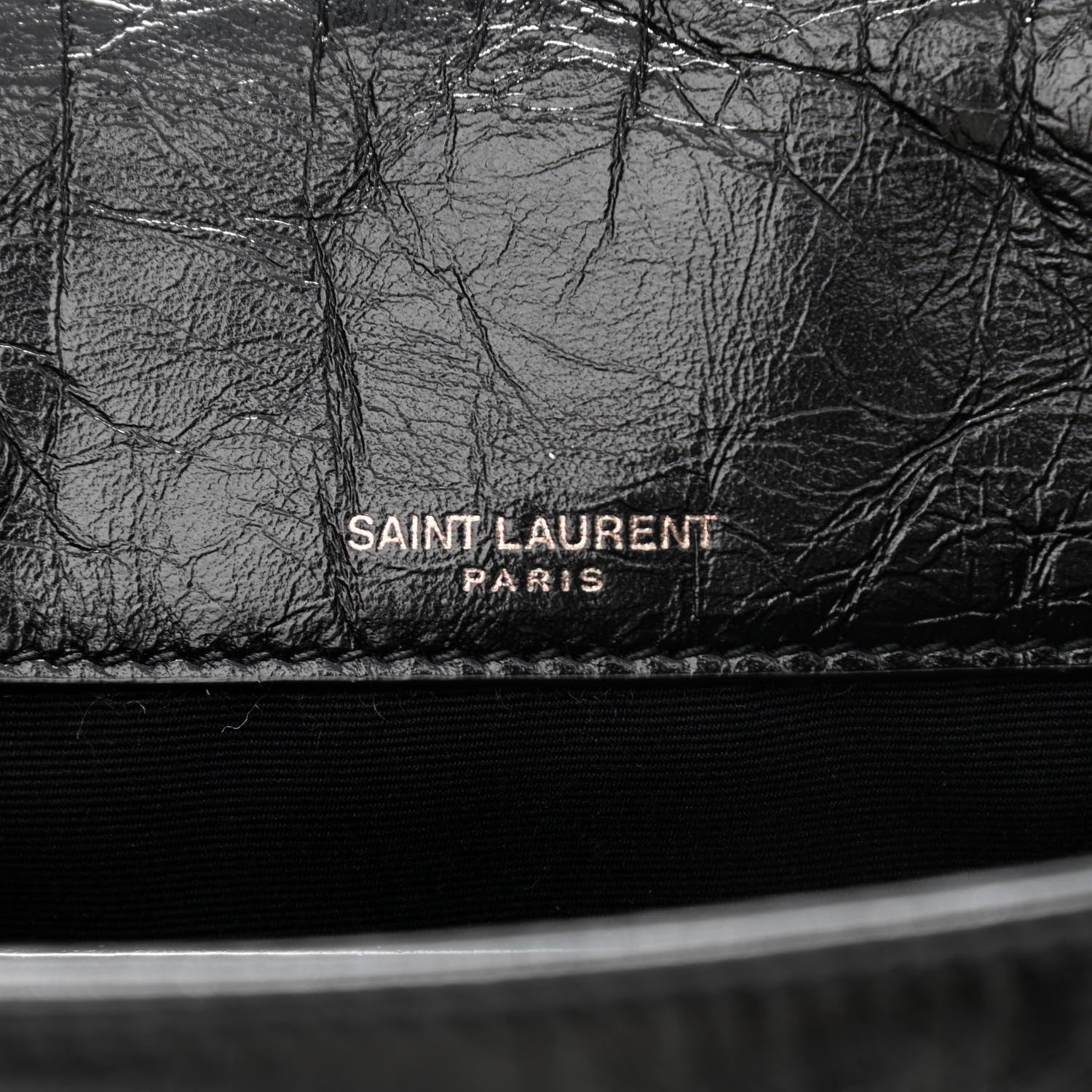 Saint Laurent Crinkled Calfskin Matelasse Monogram Baby Niki Chain Satchel Black 6 of 13